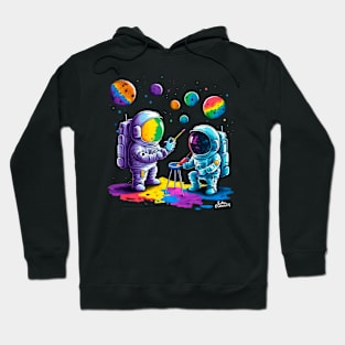 Cute Astronaut Artists Painting The Universe Hoodie